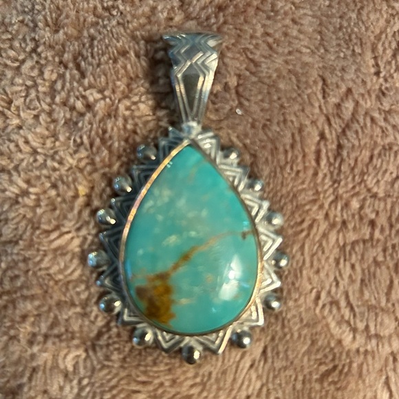 Carolyn Pollack Turquoise Sterling Silver 925 Southwestern Style Pendant - Picture 3 of 4